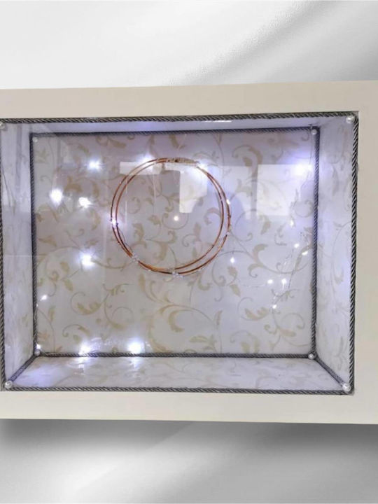 Wall-Mounted Rectangle Wedding Crown Case / Photo Frame Wooden White 45x65cm