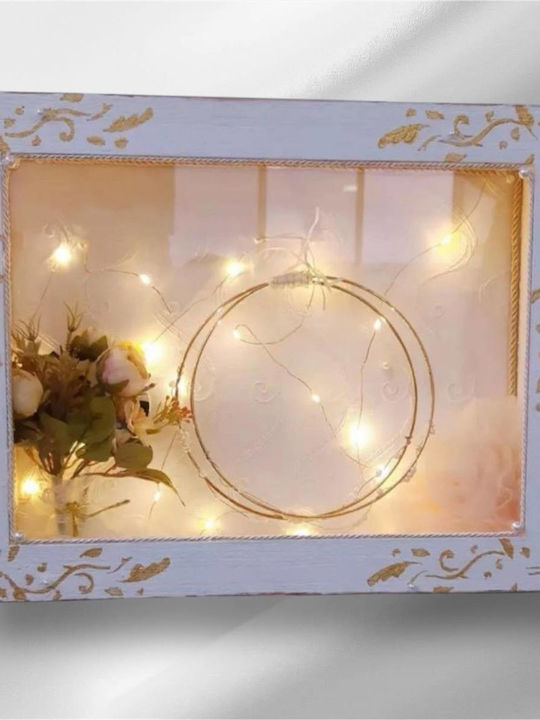 Caz Pentru Coroane De Nuntă Baroc Montat Pe Perete Rama Foto Rectangulară Din Lemn Maro 45x65cm