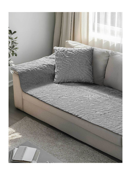 Ριχτάρι Τριθέσιου Καναπέ Γούνινο 250x90εκ. Grey