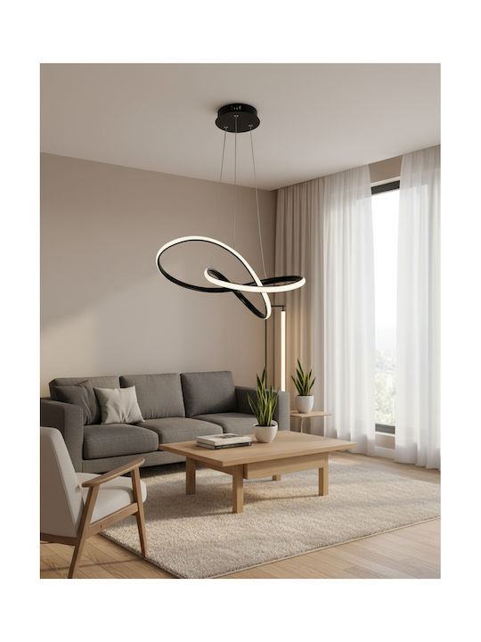 Powertech Κρεμαστό Φωτιστικό Μαύρο LED με Φυσικό Λευκό Φως 50x50x120εκ.