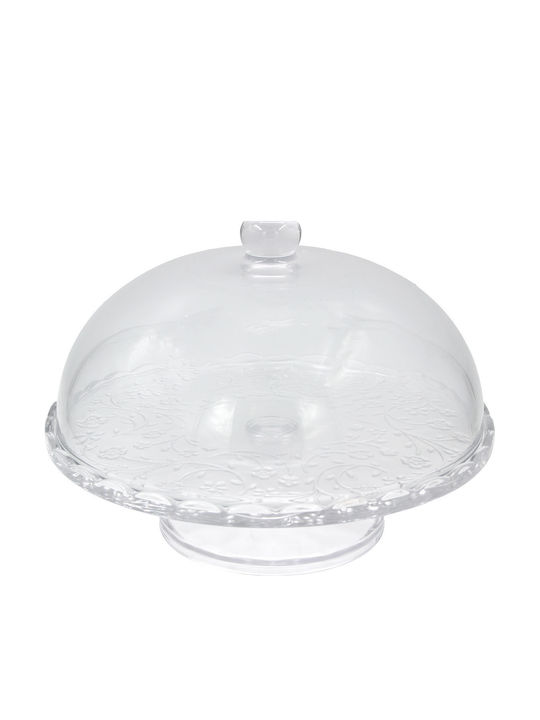 Keskor Tortieră Sticlă cu Capac și Picior Transparent 30x30x19buc