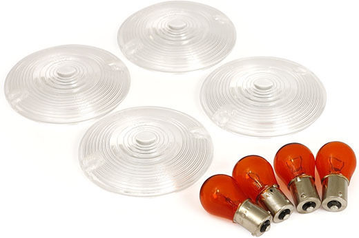 Set Transparent Crystal Harley Davidson '86-'24 Screw Mounted 3-1/4" Flat Lens Turn Signals Turn Signal Flat Lens Kit Clear