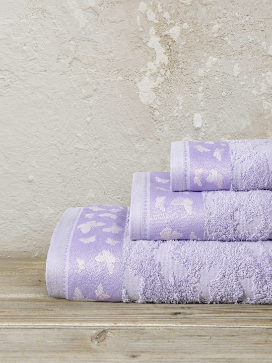 Nima Bath Towels Set 3 pcs Melani Butterflies Weight 450gsm