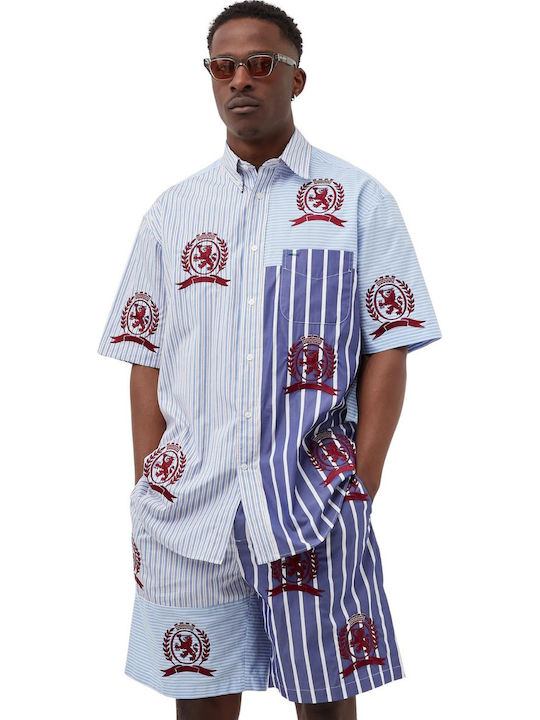 Long-sleeved Cotton Shirt Striped Blue