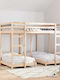Kids Bed Bunk Single Beige for Mattress 80x200cm