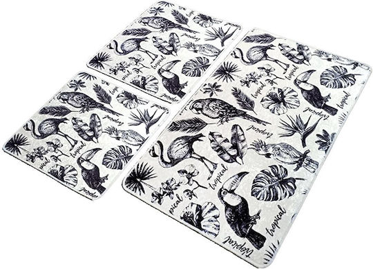 Antiderapant Set Covorașe de Baie LORI4407 White/black 3buc