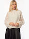Damen Bluse mit Transparenz Ecru