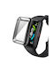 Silicone Case with Glass in Black color for Huawei Band 6, Huawei Band 7
