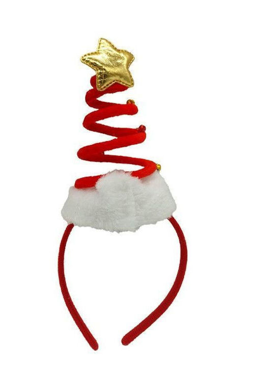 Christmas Tree Spiral Headband Jingle Bells 28cm Red