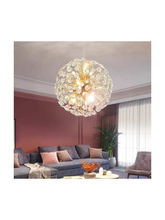 Lightplanet Lustră Auriu cu cristale 36x36cm.