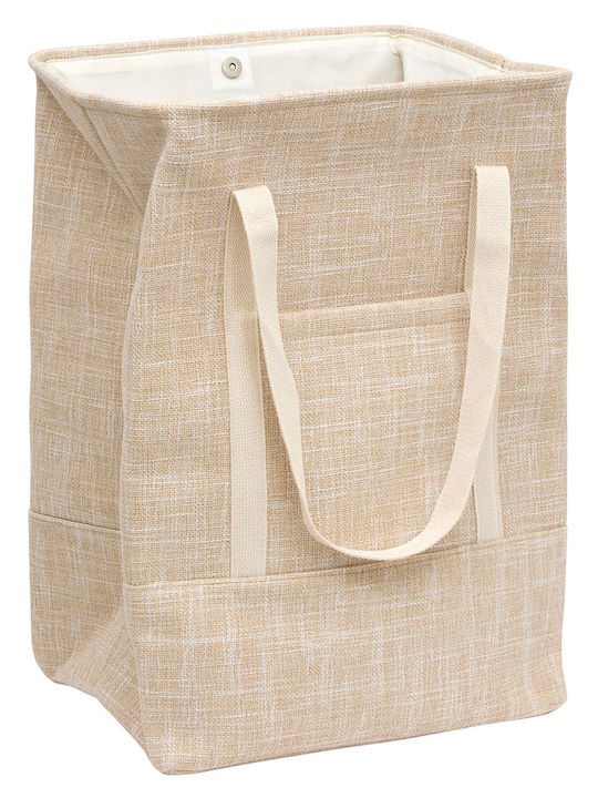 5Five Fabric Collapsible Laundry Basket 70lt with Cap 42x34.5x55cm Beige