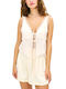 Women's Blouse Satin with Straps & V Neckline Ecru