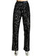 Women's Fabric Trousers Black with Sequins