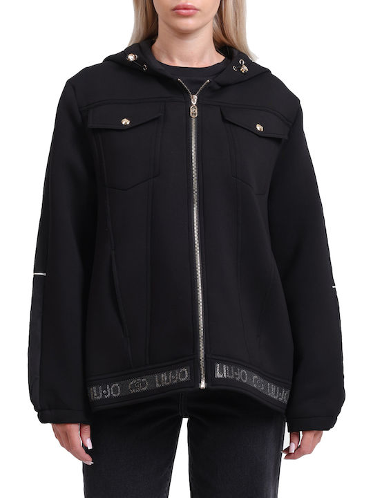 Women's Puffer Jacket for Winter with Hood Black