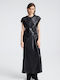 Dress Καλοκαιρινό Midi Βραδινό Φόρεμα Σατέν Μαύρο