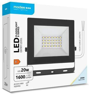 Modee Lighting Waterproof LED Floodlight 20W Cold White 6000K IP65