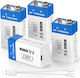 Set 4 Baterii Reîncărcabile Usb-c 9v 1300 Mah Mărime Standard Detectoare de Fum Microfoane Wireless Dispozitive Iluminat Led Mai Multe