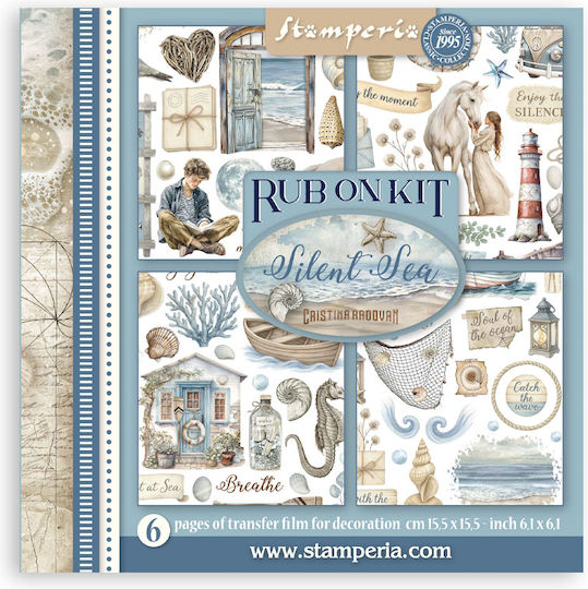 Rub-on Album Set Bronze 15.5×15.5cm Stamperia Silent Sea