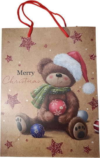 Paper Gift Bag Merry Christmas Teddy Bear 24x10x32cm