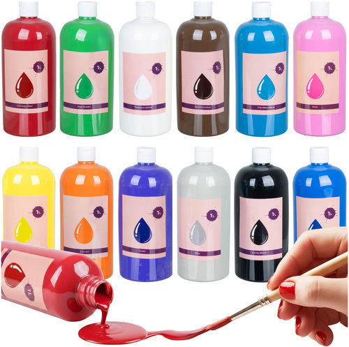 Tempera Farben Mehrfarbig in Flasche 1000ml 12Stück