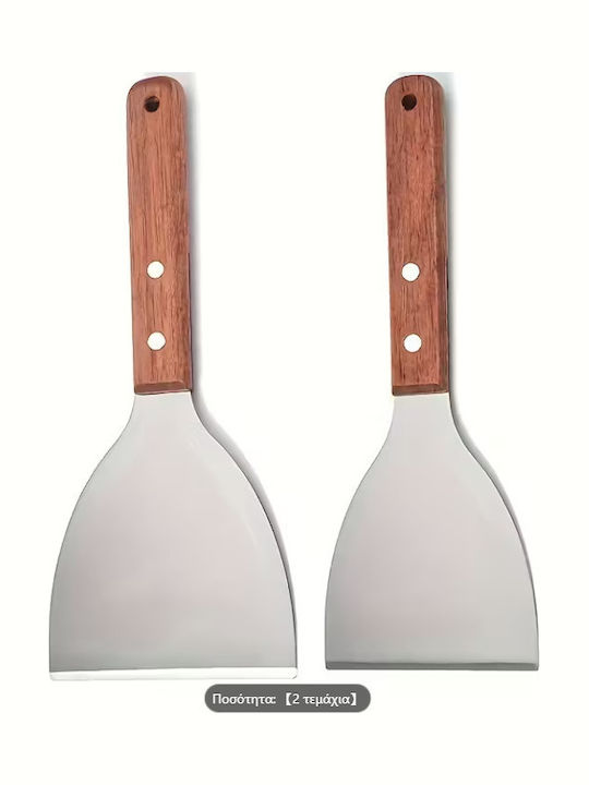 Set 2 Piese Spatule Pentru Grătar Bbq Mâner Din Lemn