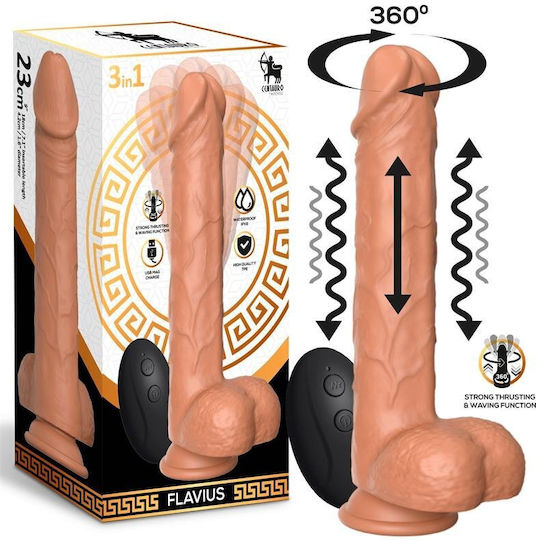Centauro Flavius Ρεαλιστικός Δονητής με Remote Control 23cm Flesh