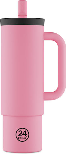 24Bottles Flamingo BPA Free Thermos Bottle with Straw