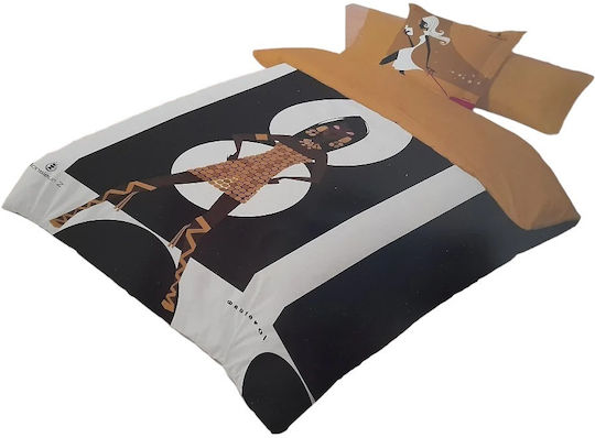 Manterol Casa Duvet Cover Set Single with Pillowcase & 1 Sheet 160x240 White/Black