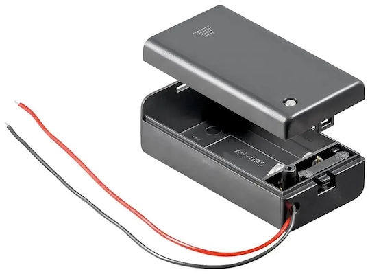 9V Battery Holder Switch Free Cable Ends Waterproof 48171 Goobay