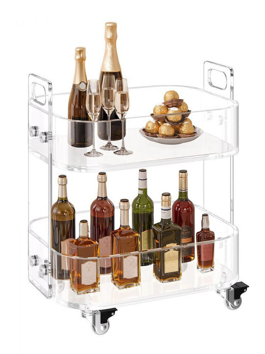 Vevor Free Standing Glass Wine Cabinet with Wheels Transparent 30.5x41.6x48cm
