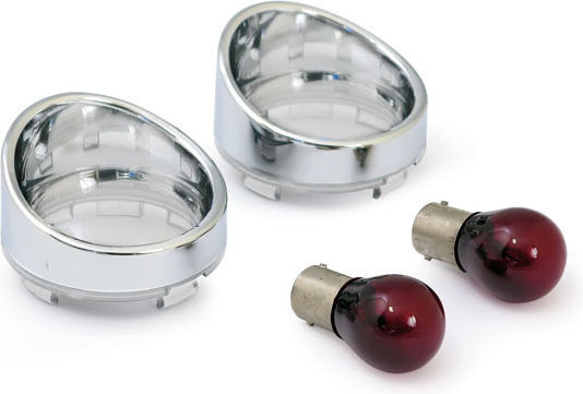 Set Flash Crystal Visor Harley Davidson 00-24 H-d Bullet Turn Signals Pop-off Lens Red Chrome Turn Signal Lens Visor