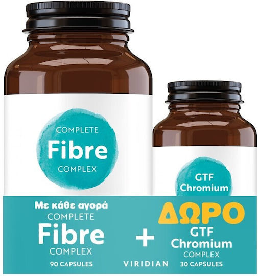 Viridian Promo Complete Fibre Gastrointestinal 90 Capsules & Chromium Complex Glucose Regulation & Weight Control 30 Capsules