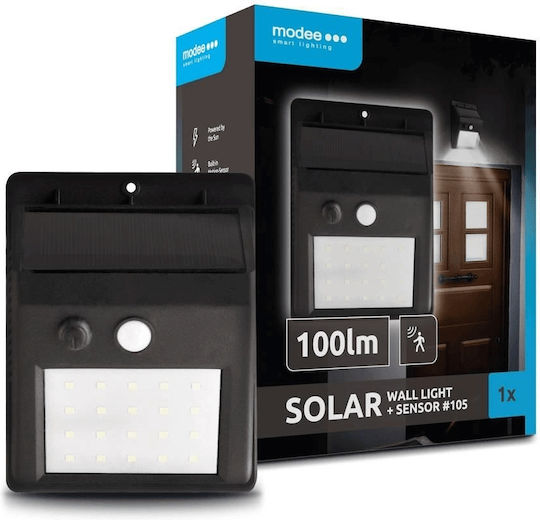 Modee Lighting Επιτοίχιο Ηλιακό Φωτιστικό 100lm Ψυχρό Λευκό 6000K με Αισθητήρα Κίνησης IP44