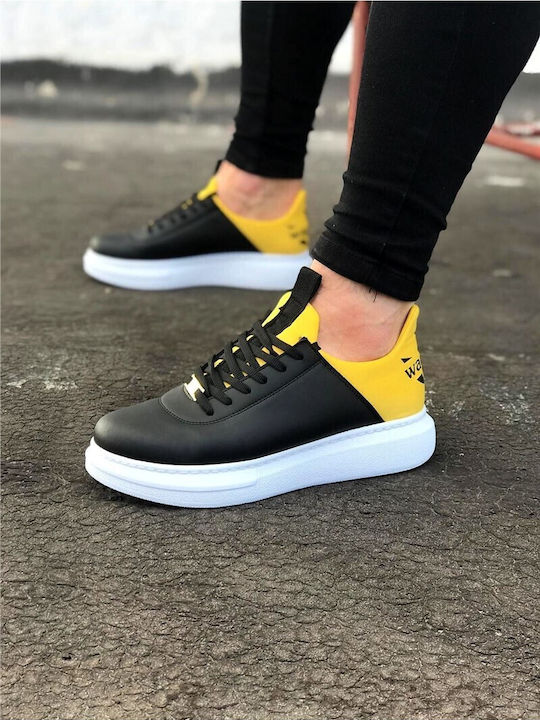 Wagon Sneakers Μαύρα Με Κίτρινο