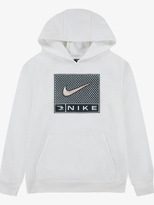 Fleece Kids Sweatshirt with Hood and Pockets Ecru