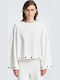 Damen Kurz Pullover Weiß