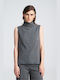 Women's Blouse Cotton Sleeveless with Zipper Grey