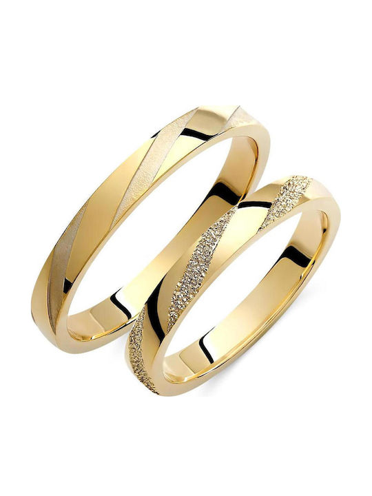 Valauro Eheringe 9κ Gold Loxos Strifto Schema – 3.00mm