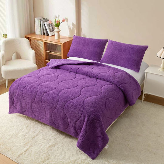 Homeone Комбинирано одеяло Сет с калъфки за възглавници Единично 160x220бр Лилаво 2бр 300 г/м²Gsm