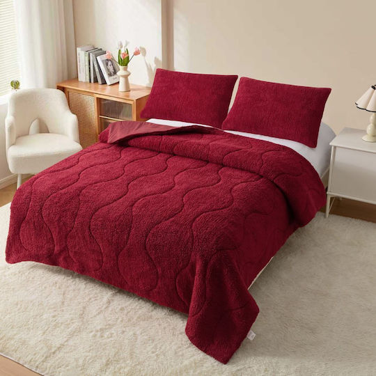 Homeone Κουβερτοπάπλωμα Σετ Υπέρδιπλο 220x240εκ. Μπορντο 3τμχ Homeone Κουβερτοπάπλωμα Σετ Υπέρδιπλο 220x240εκ. Μπορντο 3τμχ