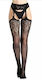 Roza 1780 Sexy Fishnet Lingerie Set Garters Black