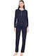 Pink Label Winter Damen Pyjama-Set Yacht Blue