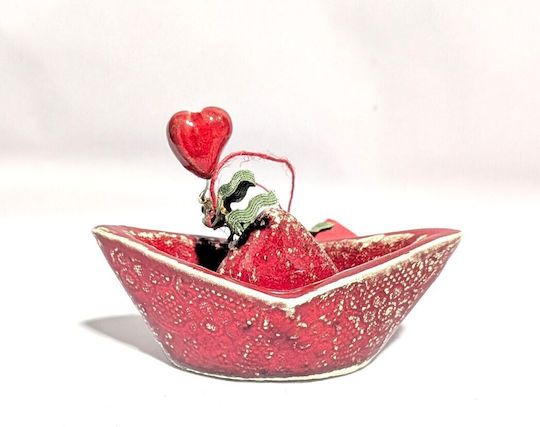 Handmade Tabletop Lucky Charm Boat Red Ceramic 1pcs