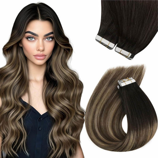 Remy Hair Sticker Extension with Natural Hair Remy in Dark Black Color 1B 55cm 4pcs