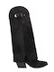 Suede Medium Heel Women's Boots with Zipper Black