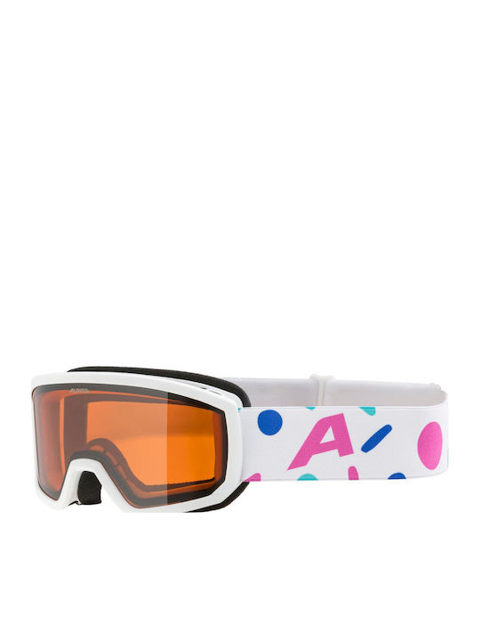 Alpina Μάσκα Σκι & Snowboard Ενηλίκων Λευκή με Φακό σε Πορτοκαλί Χρώμα