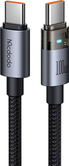 Mcdodo USB 2.0 Кабел USB-C Мъжки - USB-C 100W Захранване (PD) Черен 1.2м
