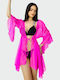 Damen Mini Kaftan Strand Fuchsia