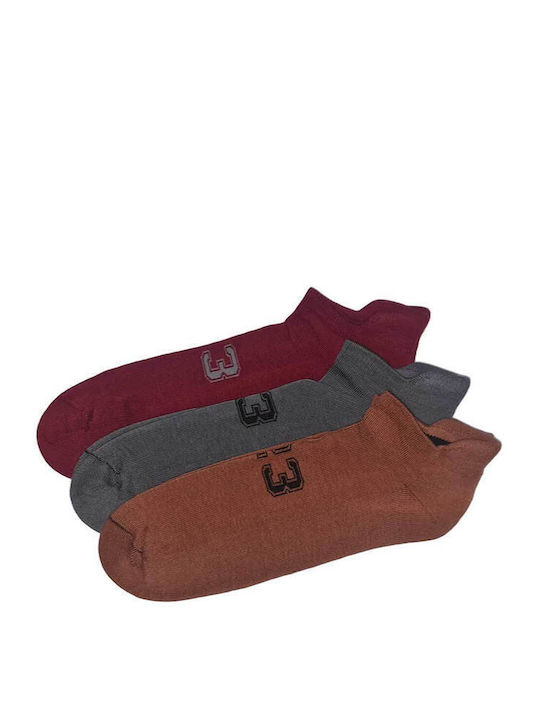 ME-WE Damen Socken Bordeaux-grey-brown 3Pack