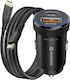 Swissten 20w USB-C USB-A Autoladegerät Für Smartphones 1m 60w USB-C Kabel Schwarz